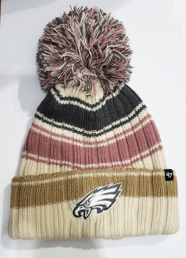 Eagles Ladies Natural Daphne Cuff Knit w/pom
