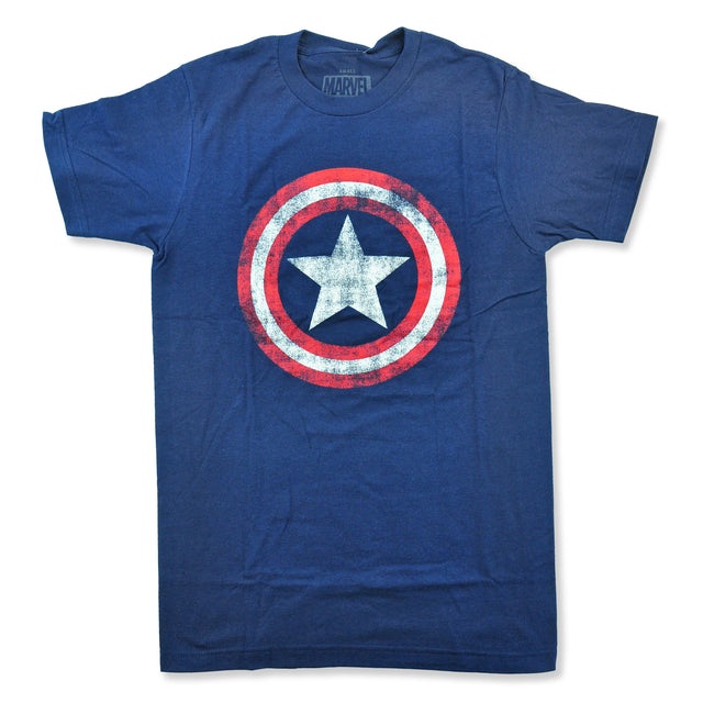 Captain America Distressed Shield Logo Tee