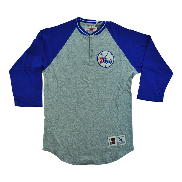 Sixers 4 Button Henley Gray/Blue